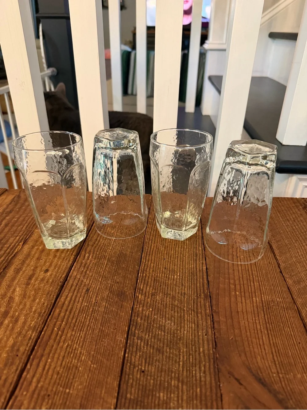 Vintage Clear Textured Glass 12oz. Tumblers - Set of 4